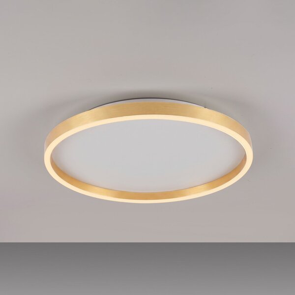 JUST LIGHT. GmbH LED-stropna svetilka Madlen, zlata barva, Ø 40 cm, aluminij, 3000 K, z, zatemnjen, Zlata / medeninasta, Dnevna soba / jedilnica, Kovina, Sodobni