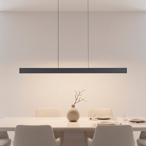 JUST LIGHT. GmbH LED-visoka svetilka Adina, črna, kovina, 3.000 K, svetloba navzgor/navzdol, Črna, Dnevna soba / jedilnica, Aluminij, Sodobni