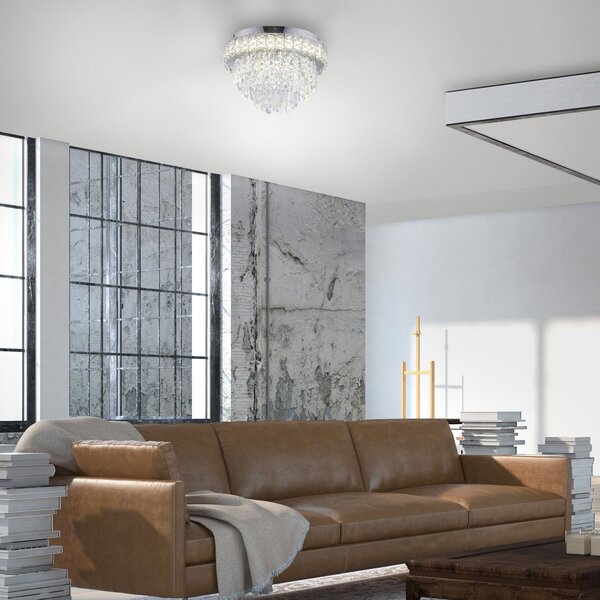 JUST LIGHT. GmbH LED stropna svetilka Kulunka, krom/prozorna, železo/steklo, 4.000 K, Krom, Dnevna soba / jedilnica, Nerjaveče jeklo