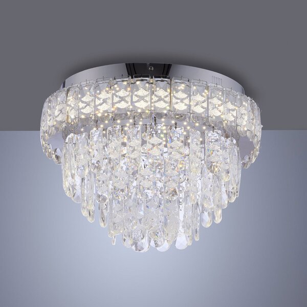 JUST LIGHT. GmbH LED stropna svetilka Kulunka, krom/prozorna, železo/steklo, 4.000 K, Krom, Dnevna soba / jedilnica, Nerjaveče jeklo