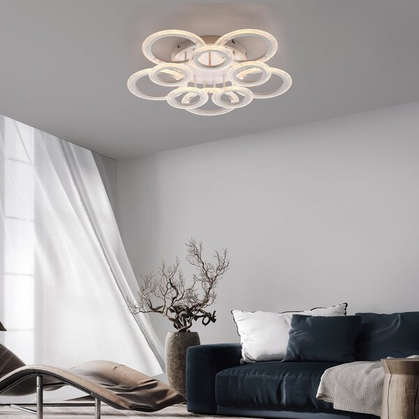 JUST LIGHT. GmbH LED-stropna svetilka Crystallo, okrogla, bela, železo, 3.000 K, Bela, Dnevna soba / jedilnica, Kovina, Sodobni