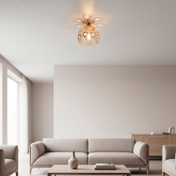 JUST LIGHT. GmbH Stropna svetilka Tilly, zlata barva, železo, Ø 18,5 cm, E27, zatemnjen, Zlata / medeninasta, Dnevna soba / jedilnica, Kovina