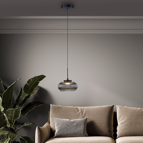 JUST LIGHT. GmbH LED-visoka svetilka Noctis, dimno siva, steklo, z možnostjo regulacije, zatemnjen, Siva, Dnevna soba / jedilnica, Steklo, Sodobni