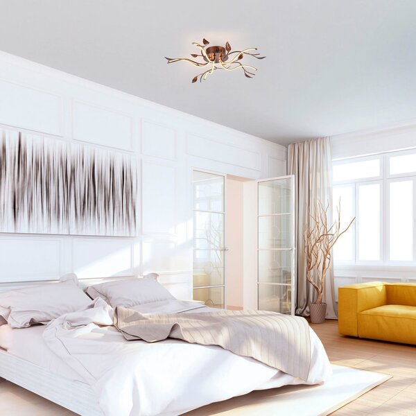 JUST LIGHT. GmbH LED-stropna svetilka Aurelia, rjavo-rdeča, kovina, 2.700 K, z možnostjo, zatemnjen, Rjava / rjasta, Dnevna soba / jedilnica, Kovina, Florentinski