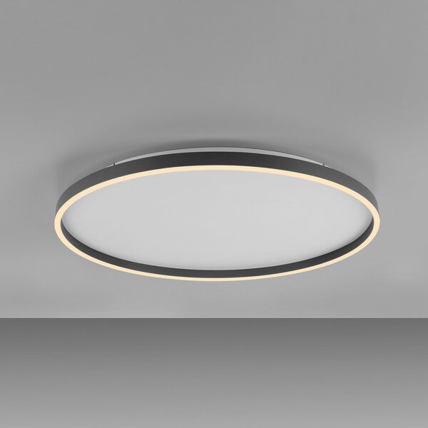 JUST LIGHT. GmbH LED-stropna svetilka Madlen, črna, Ø 60 cm, aluminij, 3.000 K, z možnostjo, zatemnjen, Črna, Dnevna soba / jedilnica, Kovina, Sodobni