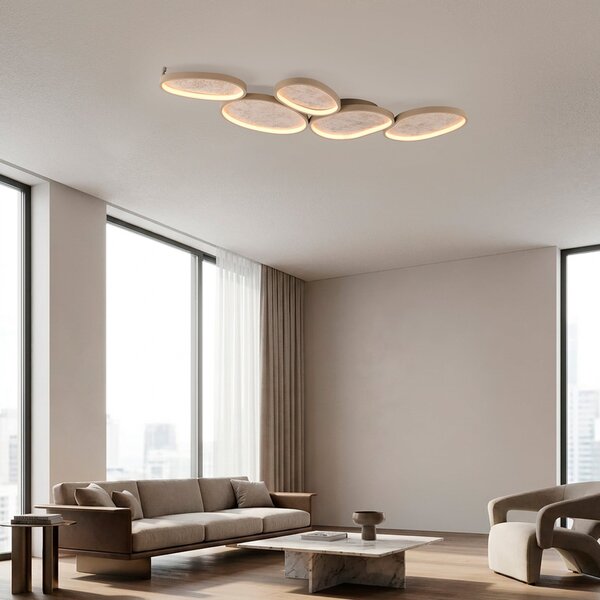 JUST LIGHT. GmbH LED-stropna svetilka Moonbraker 5, peščeno bež, 3.000 K, z možnostjo zatemnitve, zatemnjen, Bež, Dnevna soba / jedilnica, Aluminij, Sodobni