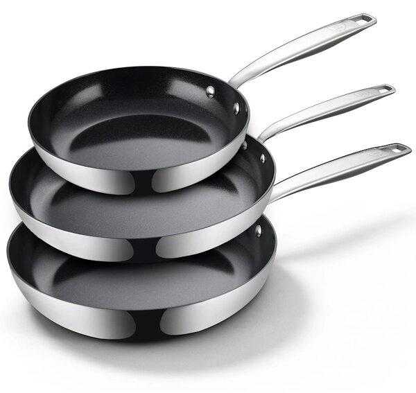 BE Living Set 3 ponev Essential Black 20-24-28 cm nerjavno jeklo