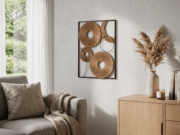 Stenska dekoracija CIRCLES kovinska 48x68 cm, črna / rjava