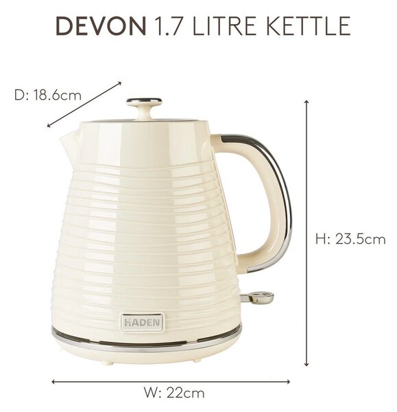 Kremno bel plastičen grelnik vode 1,7 l Devon – Haden