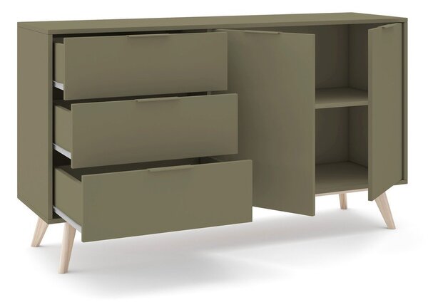 Zelena komoda v mat dekorju 140x81x40 cm Campus – Marckeric