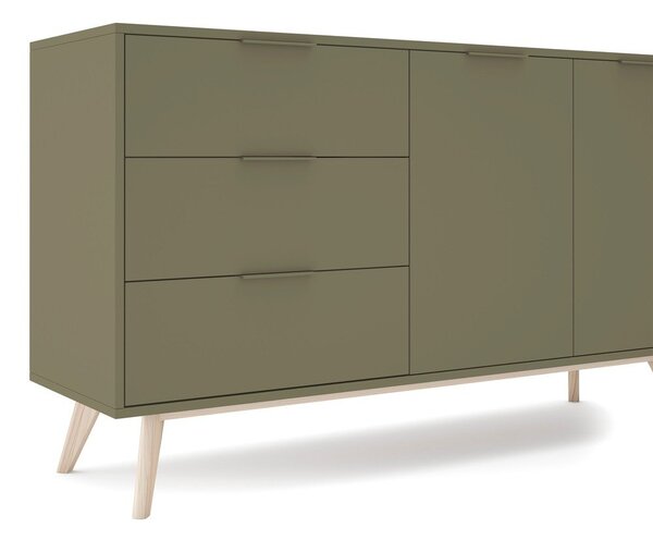 Zelena komoda v mat dekorju 140x81x40 cm Campus – Marckeric