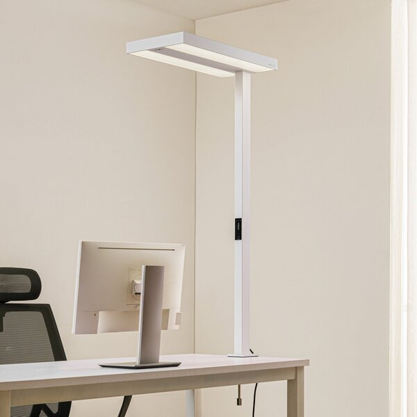 Arcchio LED pisarniška svetilka Logan, bela, z možnostjo zatemnitve, senzor, zatemnjen, Bela, Študija / pisarna, Aluminij, Sodobni