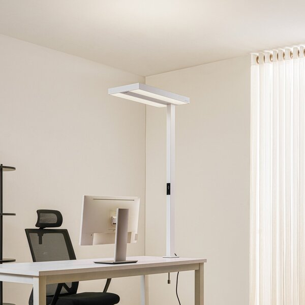 Arcchio LED pisarniška svetilka Logan, bela, z možnostjo zatemnitve, senzor, zatemnjen, Bela, Študija / pisarna, Aluminij, Sodobni