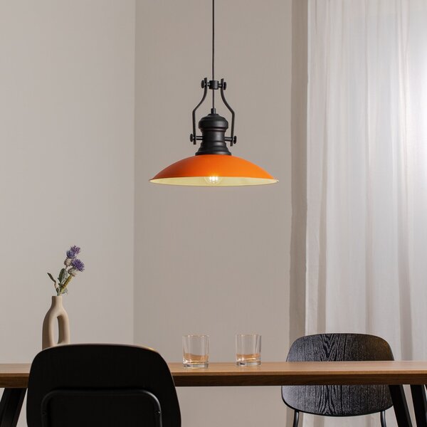 ROYALTECH Fimda viseča luč, oranžna, Ø 41 cm, kovina, E27, zatemnjen, Oranžna, Dnevna soba / jedilnica, Kovina