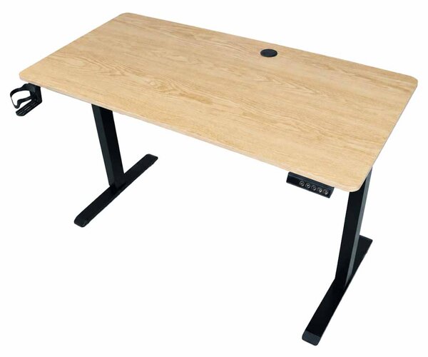 Električna dvižna pisalna miza 120 x 60 cm - svetel les - IKONKA HOME