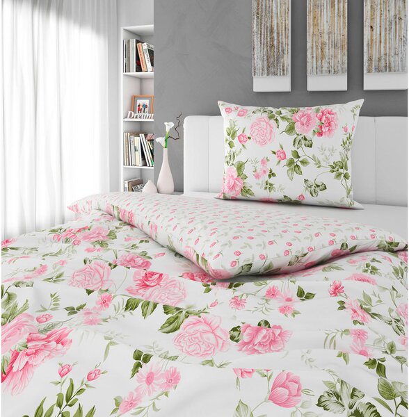 OBOJESTRANSKA POSTELJNINA ROSES 140/200 cm saten večbarvno