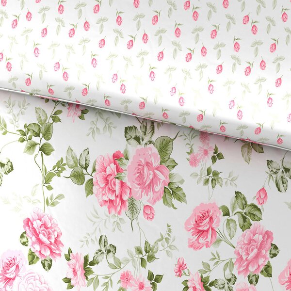 OBOJESTRANSKA POSTELJNINA ROSES 140/200 cm saten večbarvno
