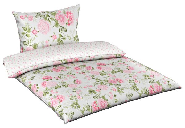 OBOJESTRANSKA POSTELJNINA ROSES 140/200 cm saten večbarvno