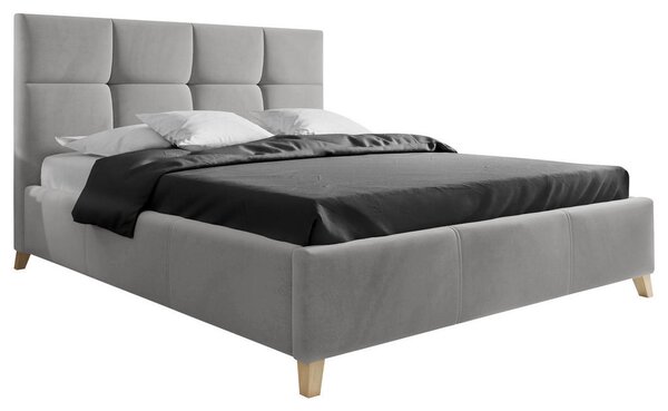 OBLAZINJENA POSTELJA 140 cm x 200 cm , tekstil siva