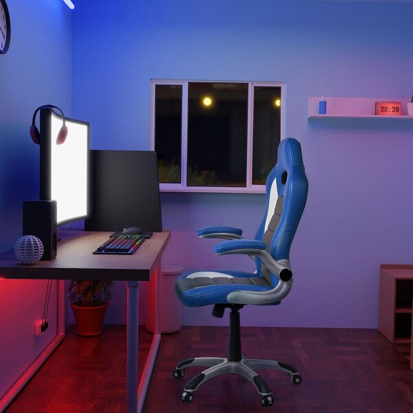 MID.YOU Gaming Stol Game Sport, Črna, Modra, Bela