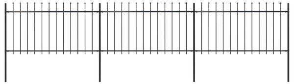 VidaXL Vrtna ograja s koničastimi vrhovi jeklo 5,1x1 m črna