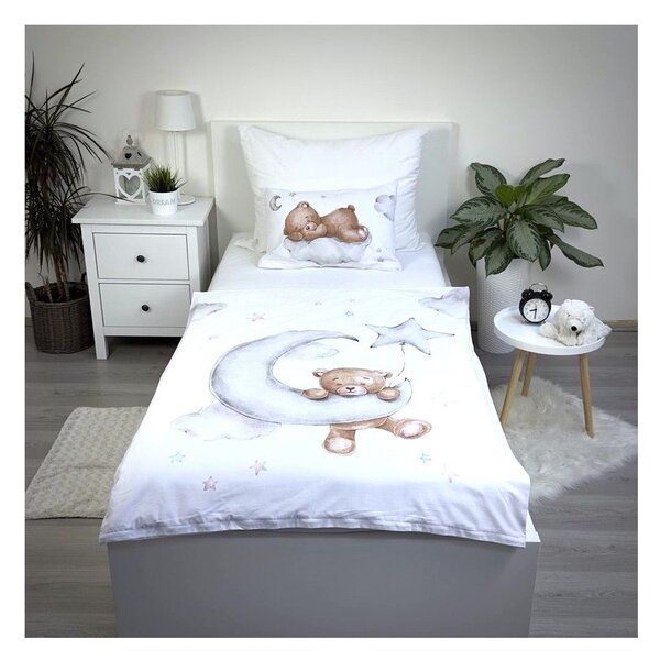 Bombažna otroška posteljnina za otroško posteljico 100x135 cm Teddy "Moon" – Jerry Fabrics