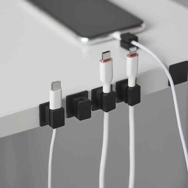 Črni kovinski organizatorji v kompletu 5 ks za kable Smart – YAMAZAKI