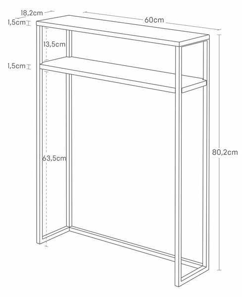 Črna kovinska stranska mizica 18x60 cm Tower – YAMAZAKI