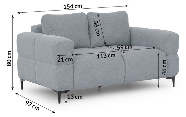 Prašno modra sedežna garnitura 154 cm Helio – Ropez