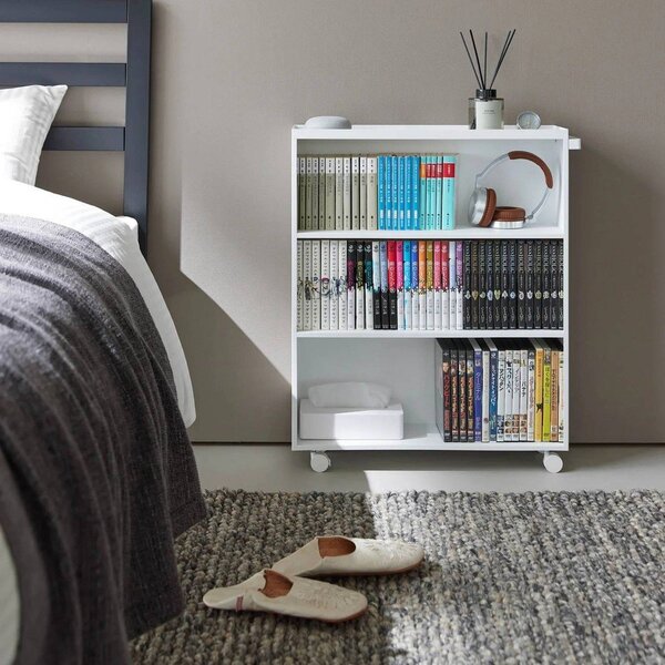 Bel kovinski regal na koleščkih 59x70x16 cm Tower – YAMAZAKI