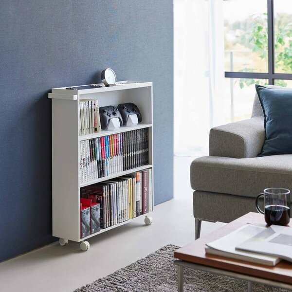 Bel kovinski regal na koleščkih 59x70x16 cm Tower – YAMAZAKI