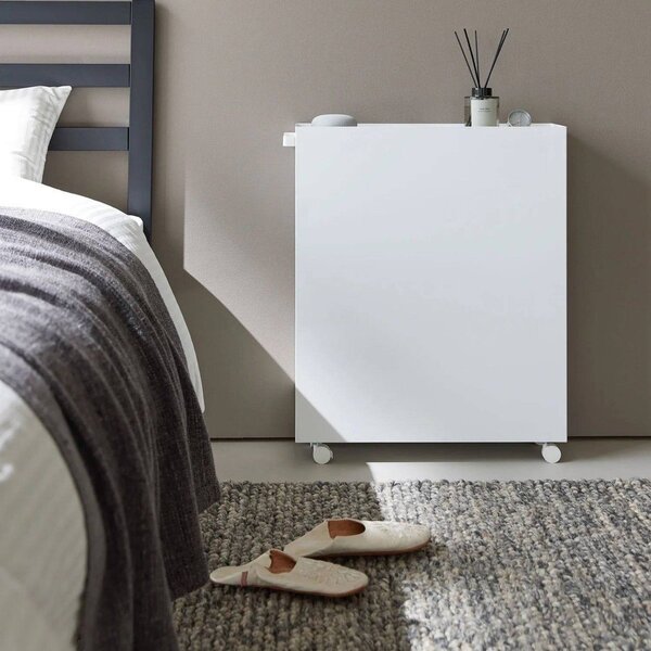 Bel kovinski regal na koleščkih 59x70x16 cm Tower – YAMAZAKI