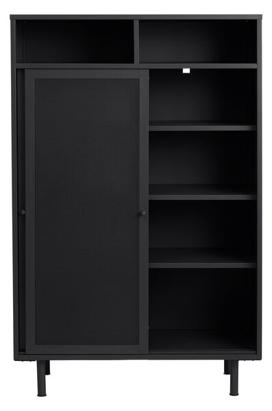 Črna kovinska omarica z drsnimi vrati 90x140x40 cm Veep – Unique Furniture