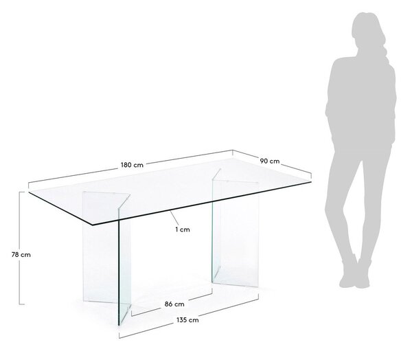 Steklena jedilna miza 90x180 cm Burano – Kave Home
