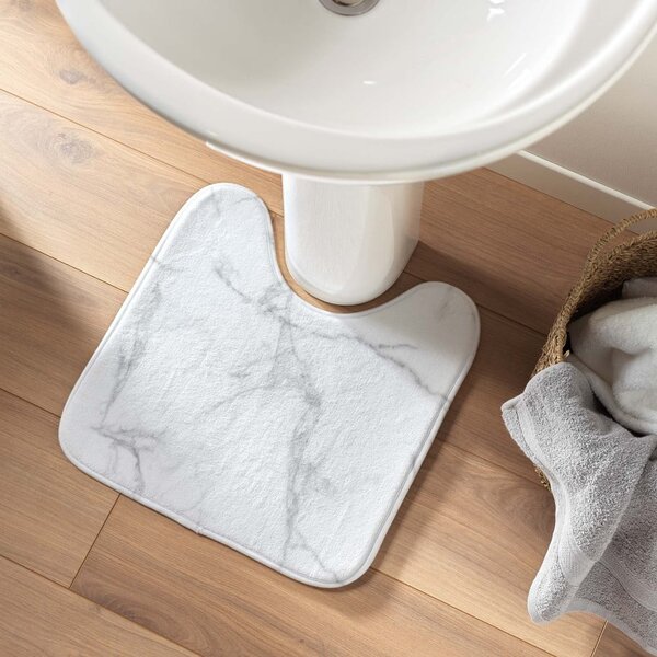 Belo-siva kopalniška preproga za WC 45x45 cm Marbre – douceur d'intérieur