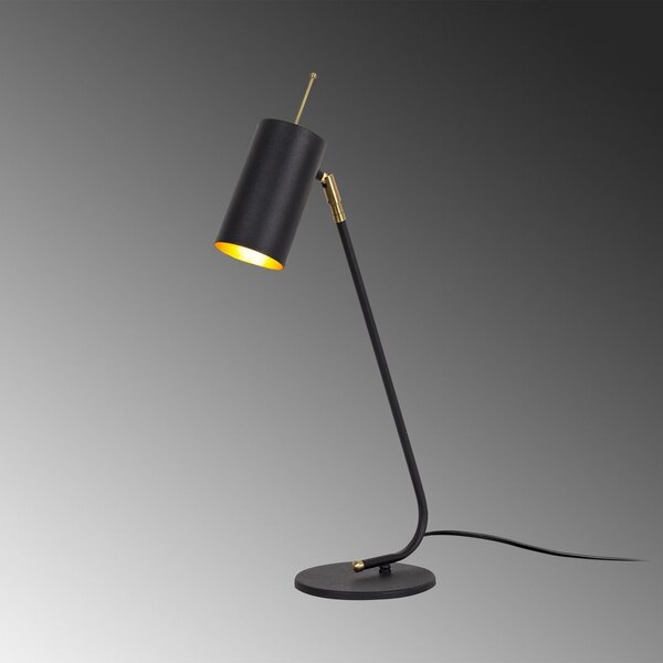 Črna/v zlati barvi namizna svetilka s kovinskim senčilom (višina 55 cm) Sivani – Opviq lights