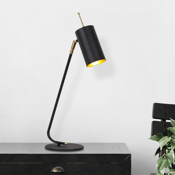 Črna/v zlati barvi namizna svetilka s kovinskim senčilom (višina 55 cm) Sivani – Opviq lights