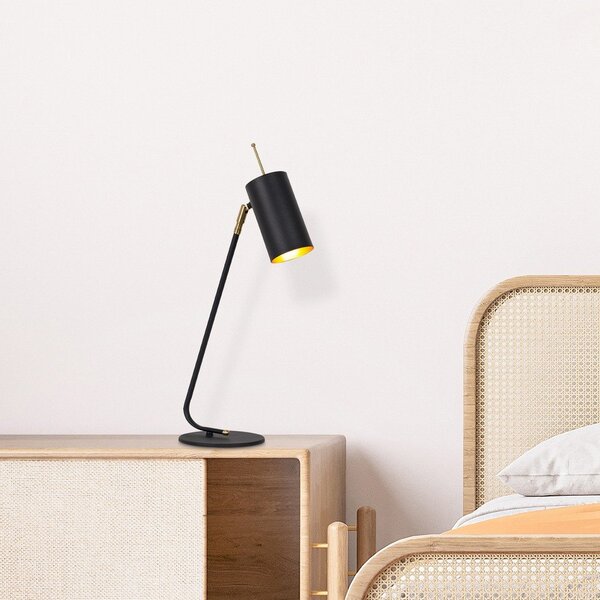 Črna/v zlati barvi namizna svetilka s kovinskim senčilom (višina 55 cm) Sivani – Opviq lights