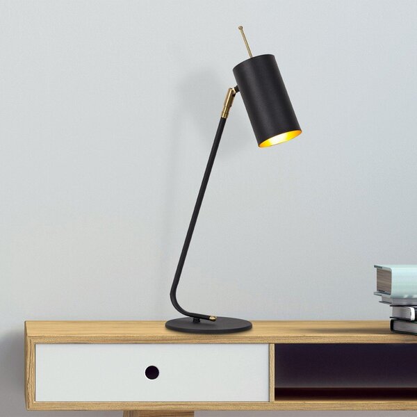 Črna/v zlati barvi namizna svetilka s kovinskim senčilom (višina 55 cm) Sivani – Opviq lights