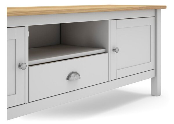 Bela/naravna TV omarica iz masivnega bora 158x53 cm Misti – Marckeric