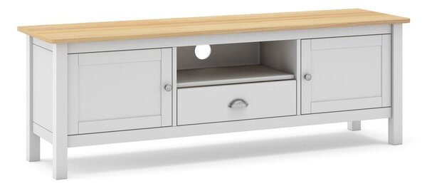 Bela/naravna TV omarica iz masivnega bora 158x53 cm Misti – Marckeric
