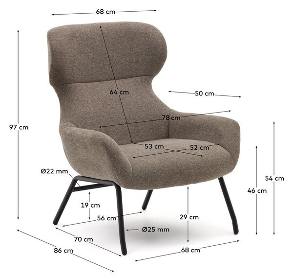 Rjav fotelj Belina – Kave Home