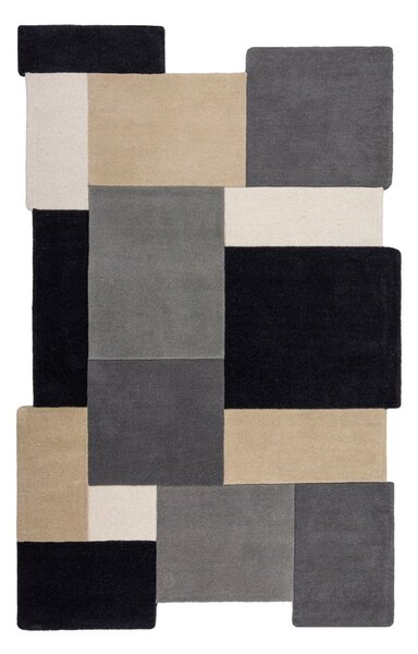 Črno-siva ročno tkana volnena preproga 120x180 cm Collage Monochrome – Flair Rugs