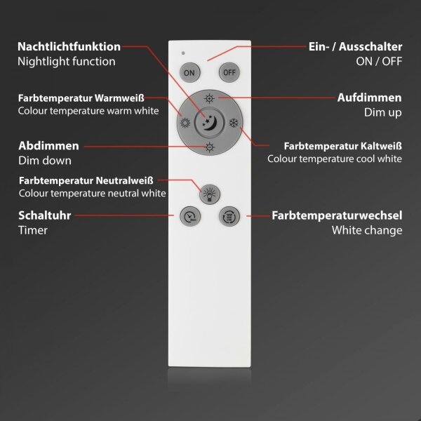 Briloner 7399016 - LED Zatemnitveni nadgradni panel LED/24,5W/230V 3000-6500K + Daljinski upravljalnik