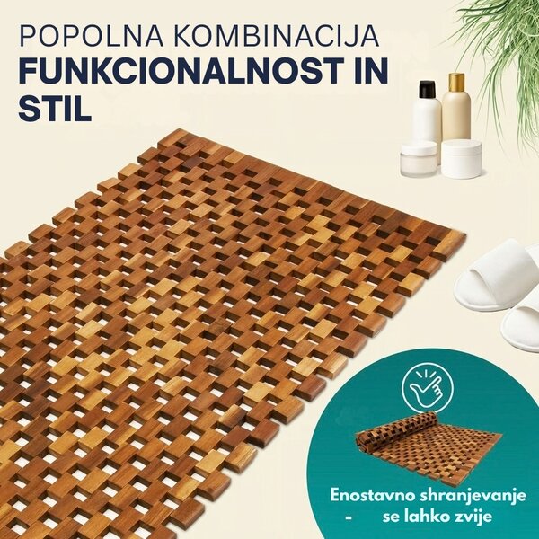 Kopalniška podloga CUBE, akacijev les, 80x50x1cm, rjava Casaria