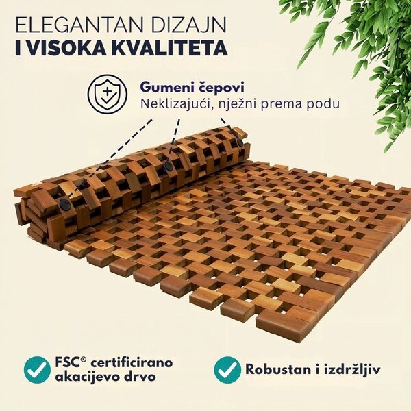 Kopalniška podloga CUBE, akacijev les, 80x50x1cm, rjava Casaria