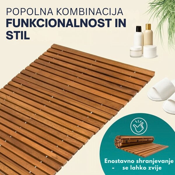 Kopalniška podloga LINE, akacijev les, 80x50x1cm, rjava Casaria