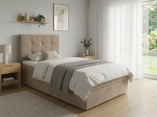 Oblazinjena postelja boxspring DIRELIS TRINITY 90x200 cm bež Vzmetnica: Vzmetnica Bonell