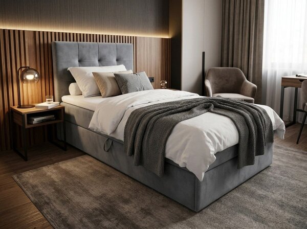 Oblazinjena postelja boxspring DIRELIS TRINITY 90x200 cm siva Vzmetnica: Vzmetnica Bonell