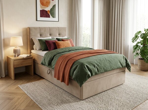 Oblazinjena postelja boxspring DIRELIS TRINITY 90x200 cm bež Vzmetnica: Vzmetnica Bonell